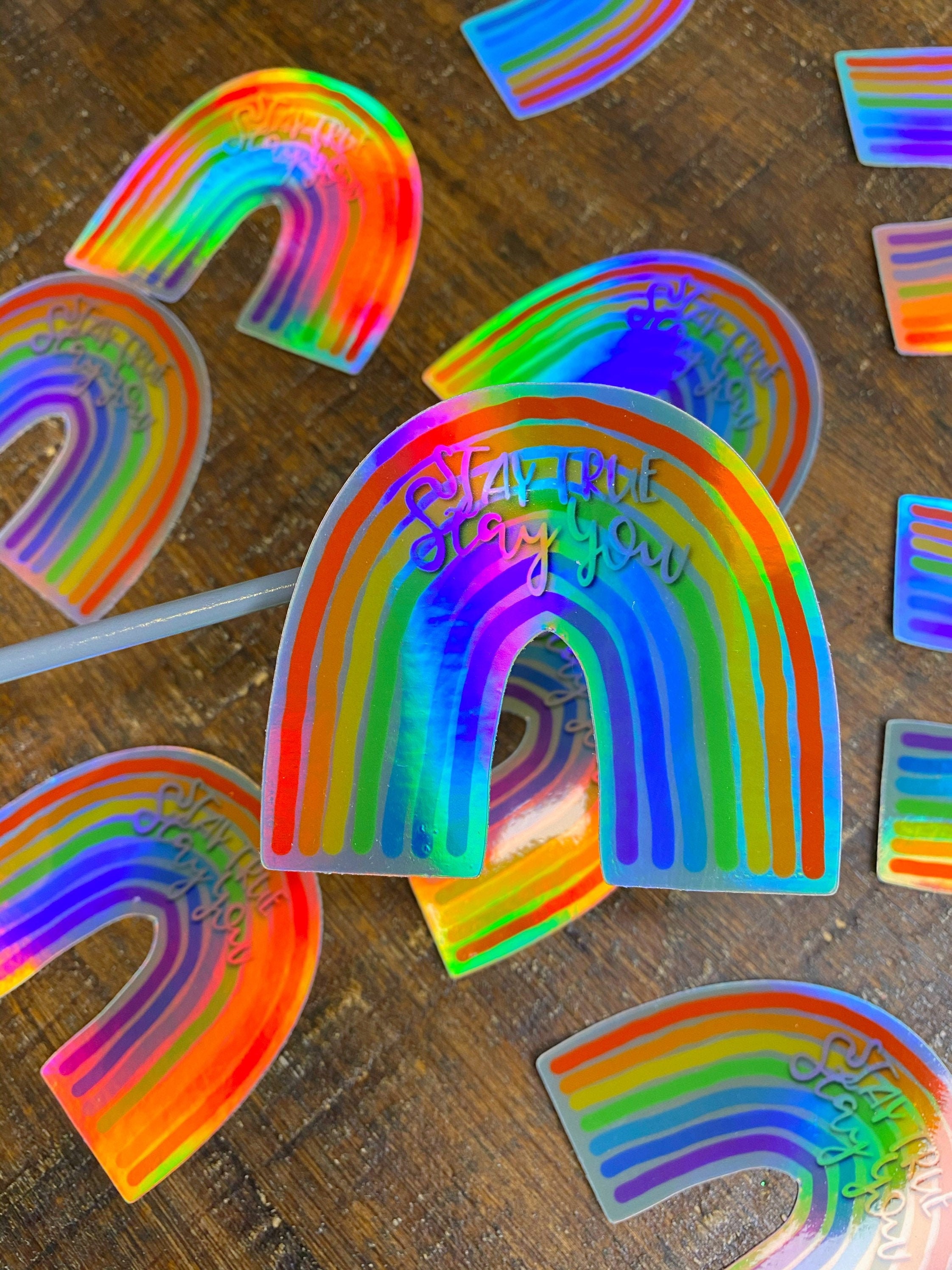 Rainbow Holographic Sticker Laptop Sticker Etsy