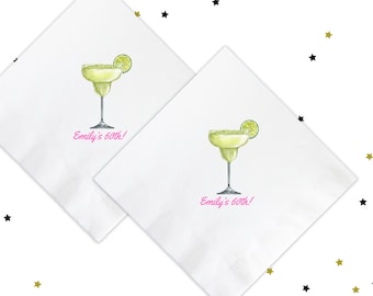 Custom Birthday Napkins, 30th Birthday Napkins, Margarita Napkins, Custom Cocktail Napkins, Birthday Party Supplies, Bar Napkins, #CN076