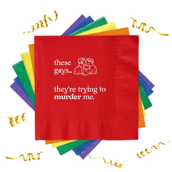 Pride Party Napkins, Pride Party Decor, These gays Beverage Napkins, lgbt, Gay, Pride Month, Pride Decor, Gay Af, Love is Love