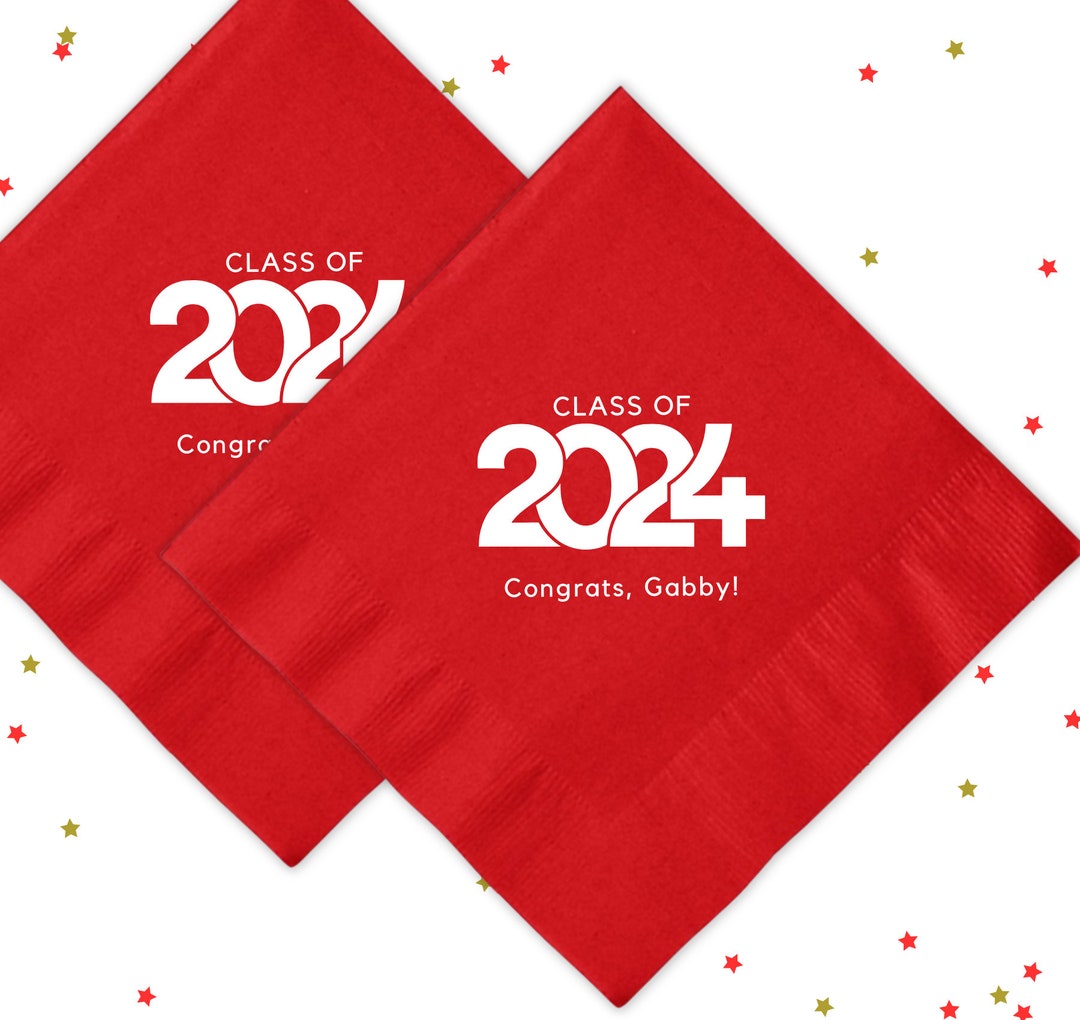 Custom Graduation Napkins, Class of 2024, Graduation Party, Class of 2025, Cocktail Napkins