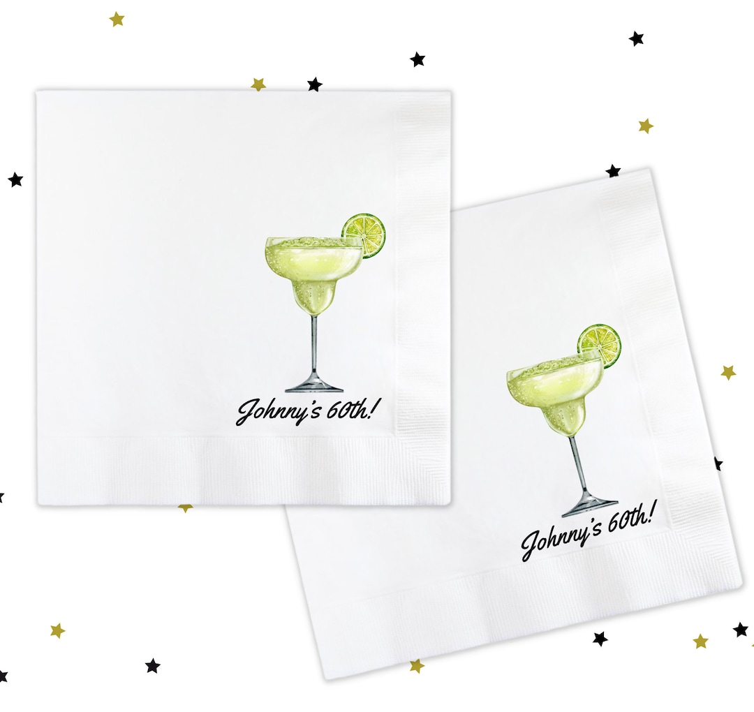 Custom Birthday Napkins, 30th Birthday Napkins, Margarita Napkins