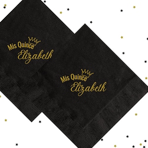 Mis Quince Anos Napkins, Quinceañera Napkins, Mis XV Personalized Cocktail Napkins, Quinceanera Servilletas #ZS015