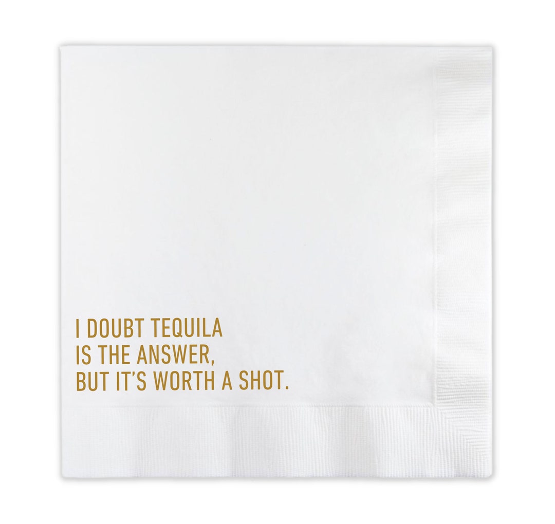 Party Napkins, Gold Foil, Tequila Party Beverage, Funny Cocktail ...