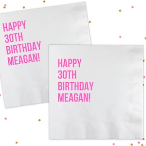 Custom Birthday Napkins, 30th Birthday Napkins, Foil Birthday Napkins, Custom Cocktail Napkins, Birthday Party Supplies, Bar Napkins #CN009