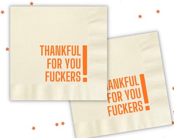 Friendsgiving cocktail napkins, Thankful AF, Thanksgiving Napkins, Funny Thanksgiving Napkins, Leg Day, Thanksgiving Decorations SN001