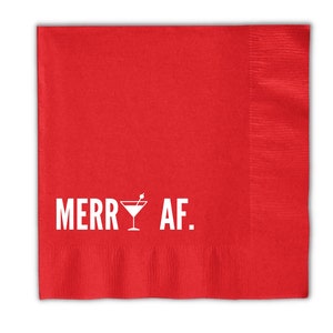 Christmas Napkins, Merry AF Christmas, Funny Christmas Party, Holiday Party, Christmas Decor, Christmas Beverage Napkins SN011