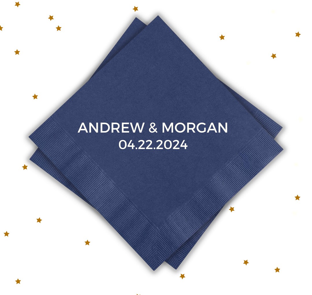 Personalized Wedding Napkins Cocktail, Wedding Napkins Personalized