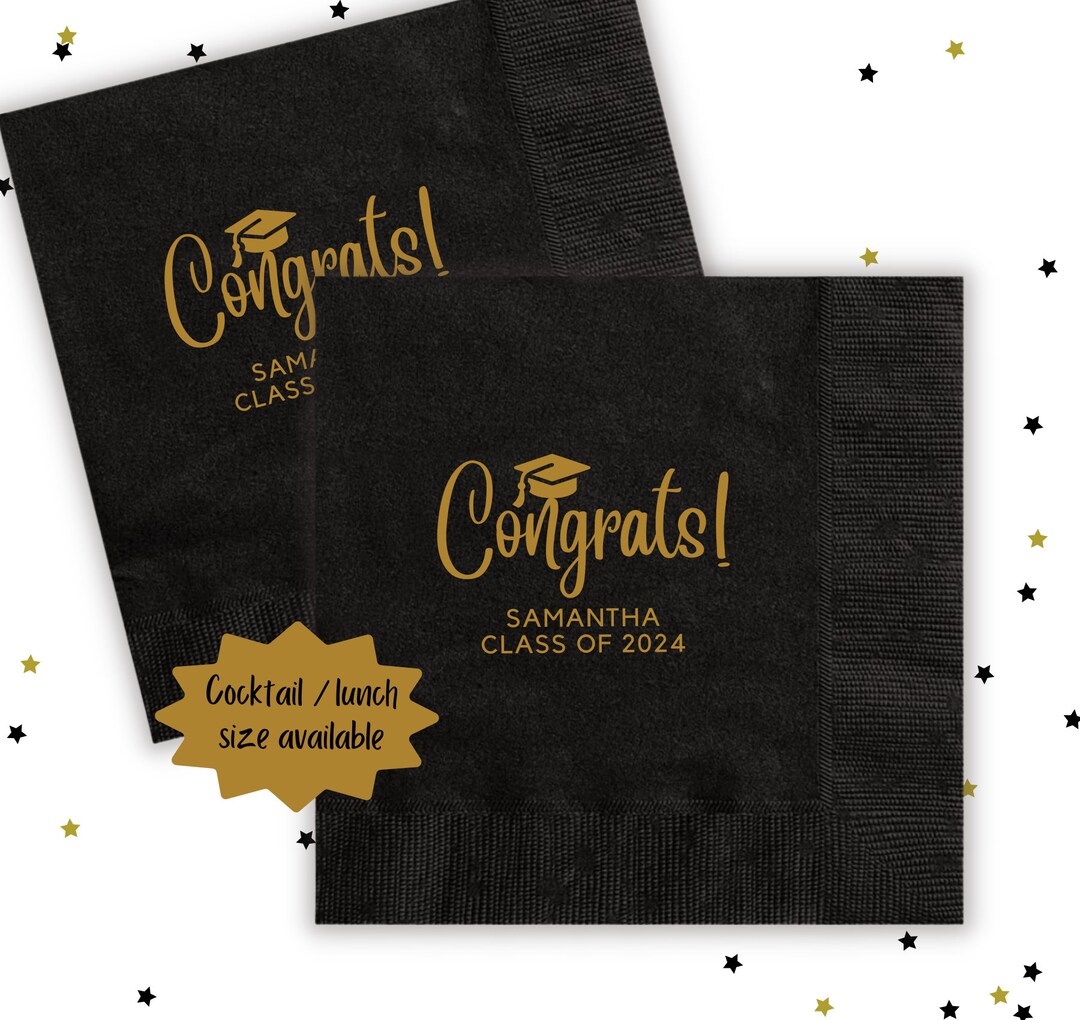 Custom Graduation Napkins, Class of 2024, Graduation Party, Class of 2025, Cocktail Napkins