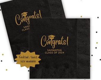 Custom Graduation Napkins, Class of 2024, Graduation Party, Class of 2025, Cocktail Napkins #CN072