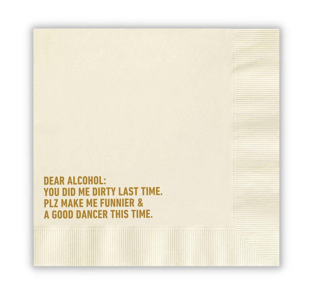 Party Napkins, Gold Foil, Tequila Party Beverage, Funny Cocktail Napkins, Birthday Party