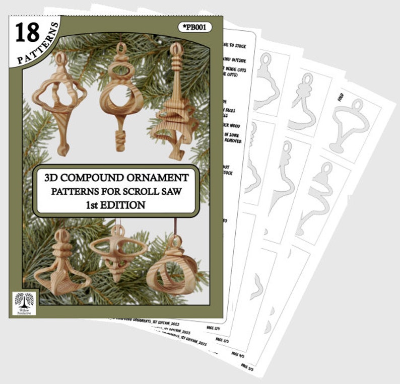 PB001 18 Compound Ornament Scroll Saw Patterns 1st Edition. Festive