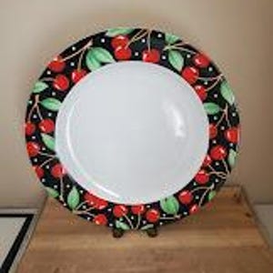 Mary Engelbreit Sakura Black and Red Cherries 12&quot; Serving Platter - RARE