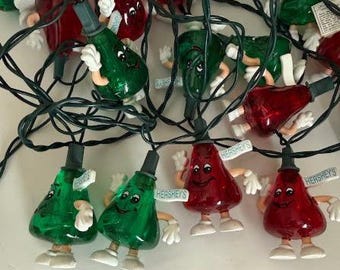 Vintage Hershey's Kisses Red and Green Holiday Christmas Light String