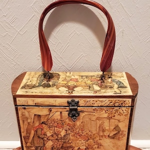 Vintage Anton Pieck Decoupage Wood Purse -1970 D.A.C New York