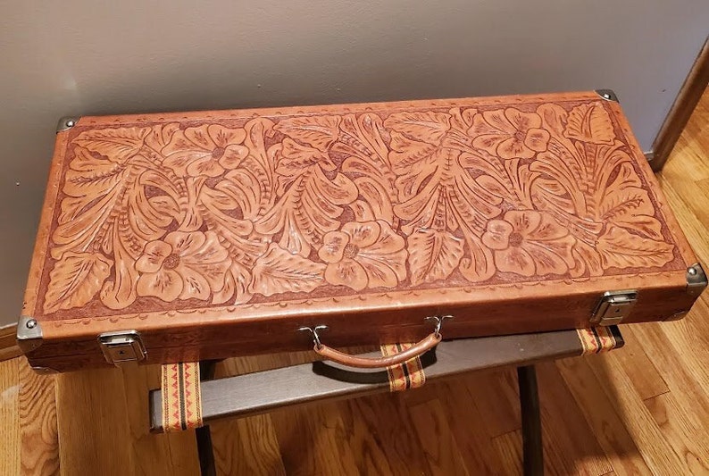 Rare Vintage Tooled Leather Gun Case Etsy