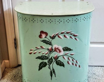 Vintage MCM Detecto Tole Metal Laundry Hamper Laundry Basket