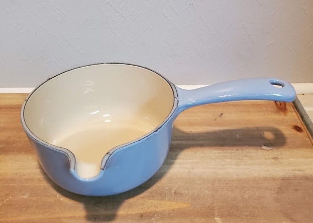 Le Creuset Sky Blue Cast Iron Enamel Spouted Sauce Pan Made Etsy