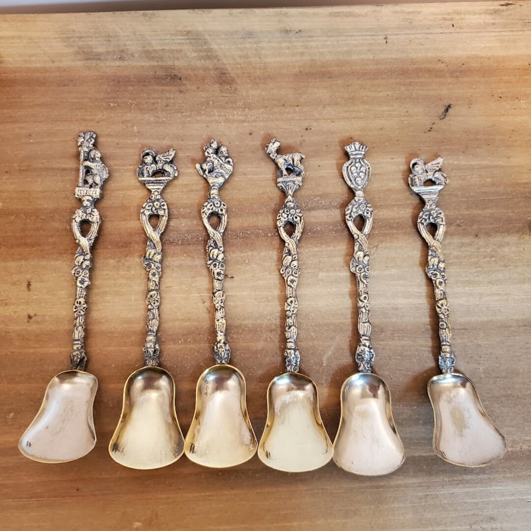 Vintage Italy Figural Shovel Spoon Set Set of 6 Etsy