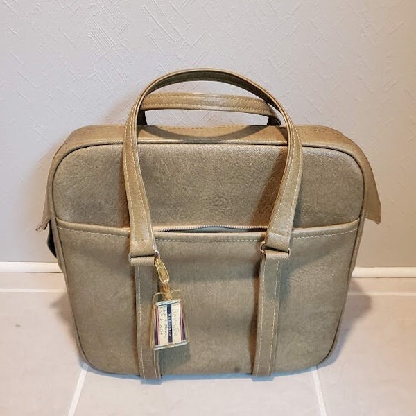 Vintage Samsonite Fashionaire Beige Overnight Carry On Tote Bag