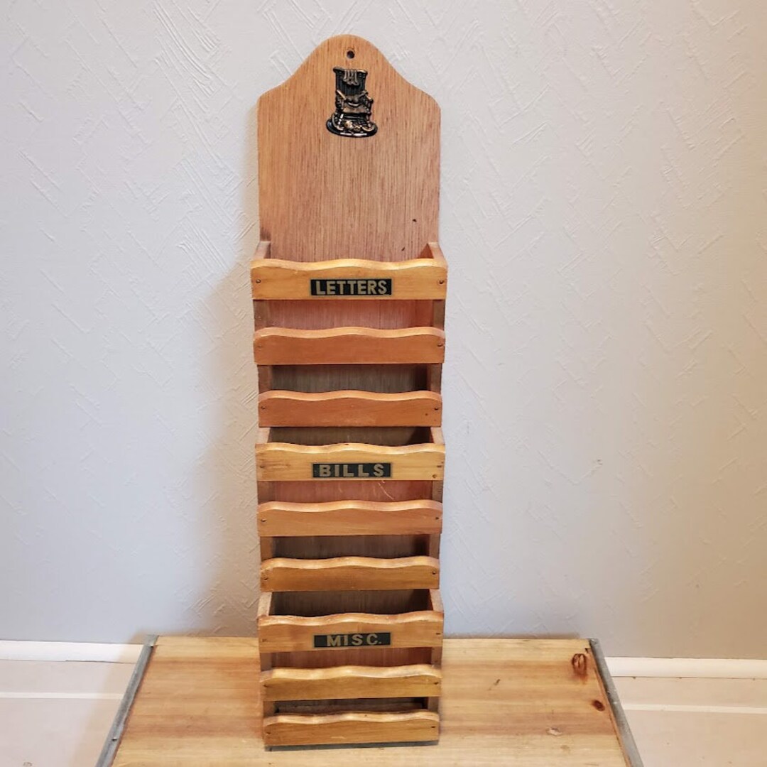 Vintage Wood Letter Organizer Wall Hanging Etsy
