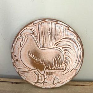Vintage Frankoma Brown Glaze Pottery Rooster Trivet 94TR