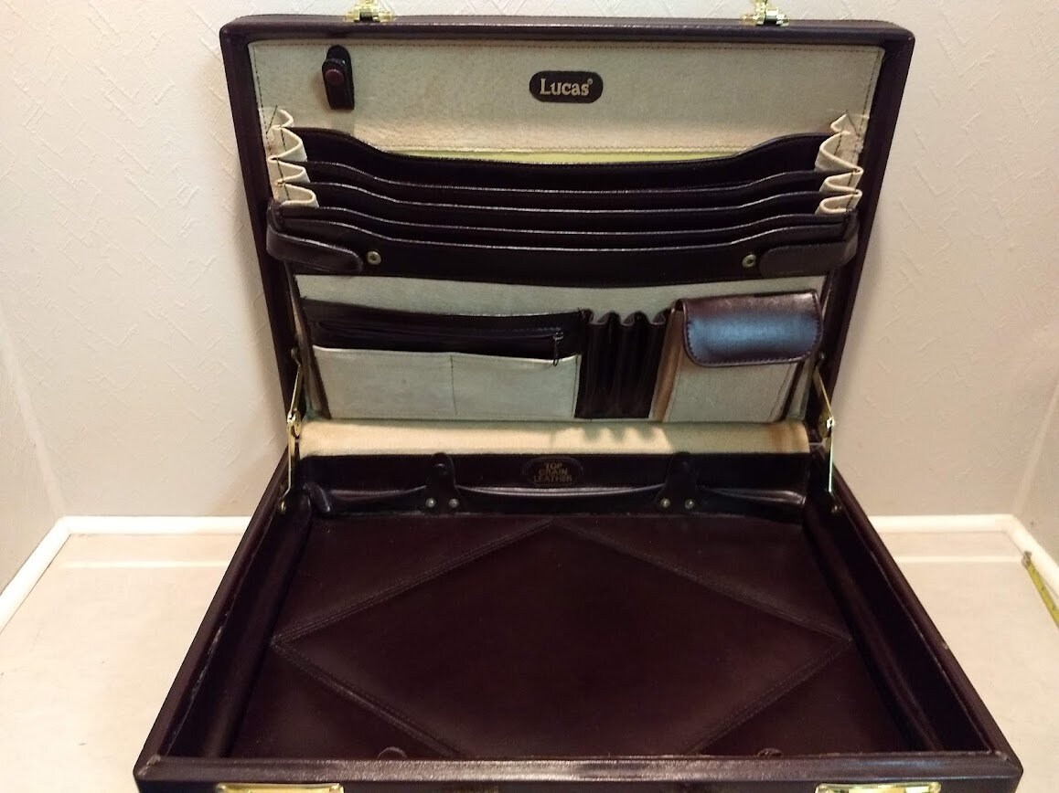 Vintage Lucas Executive Brown Leather Hard Briefcase Etsy