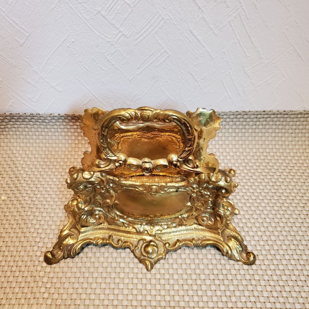 Vintage Brass Napkin Holder Letter Holder Desk Organizer Etsy