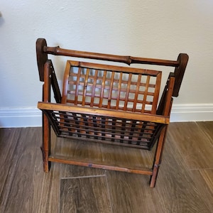 Vintage Foldable Bamboo Magazine Rack