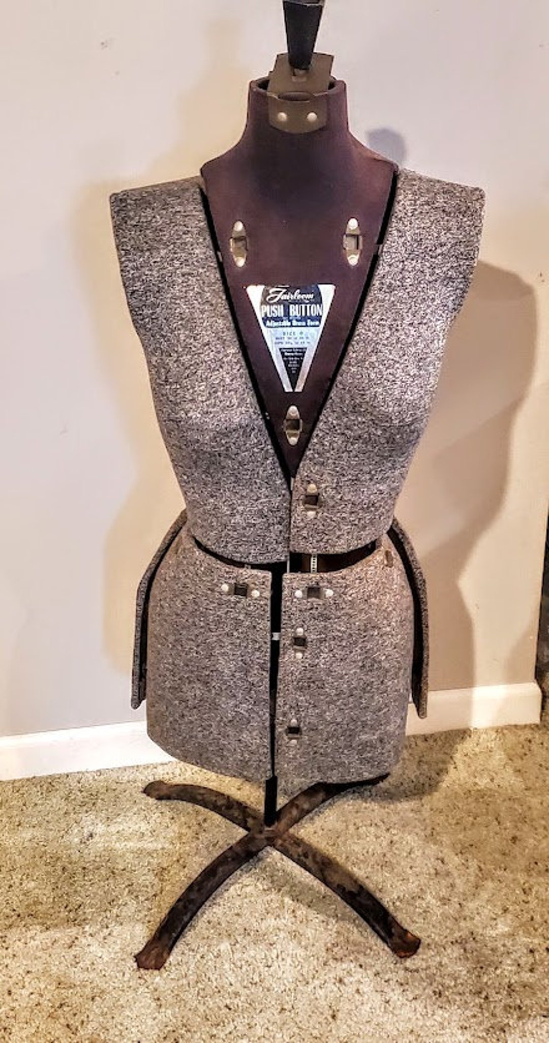 Vintage Fairloom Push Button Adjustable Dress Form Mannequin Etsy