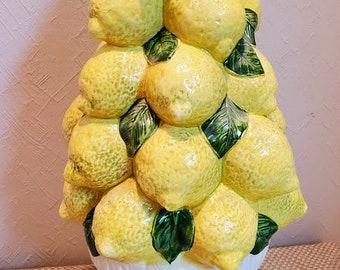 Mid-Century Italian Majolica Lemon Topiary Centerpiece