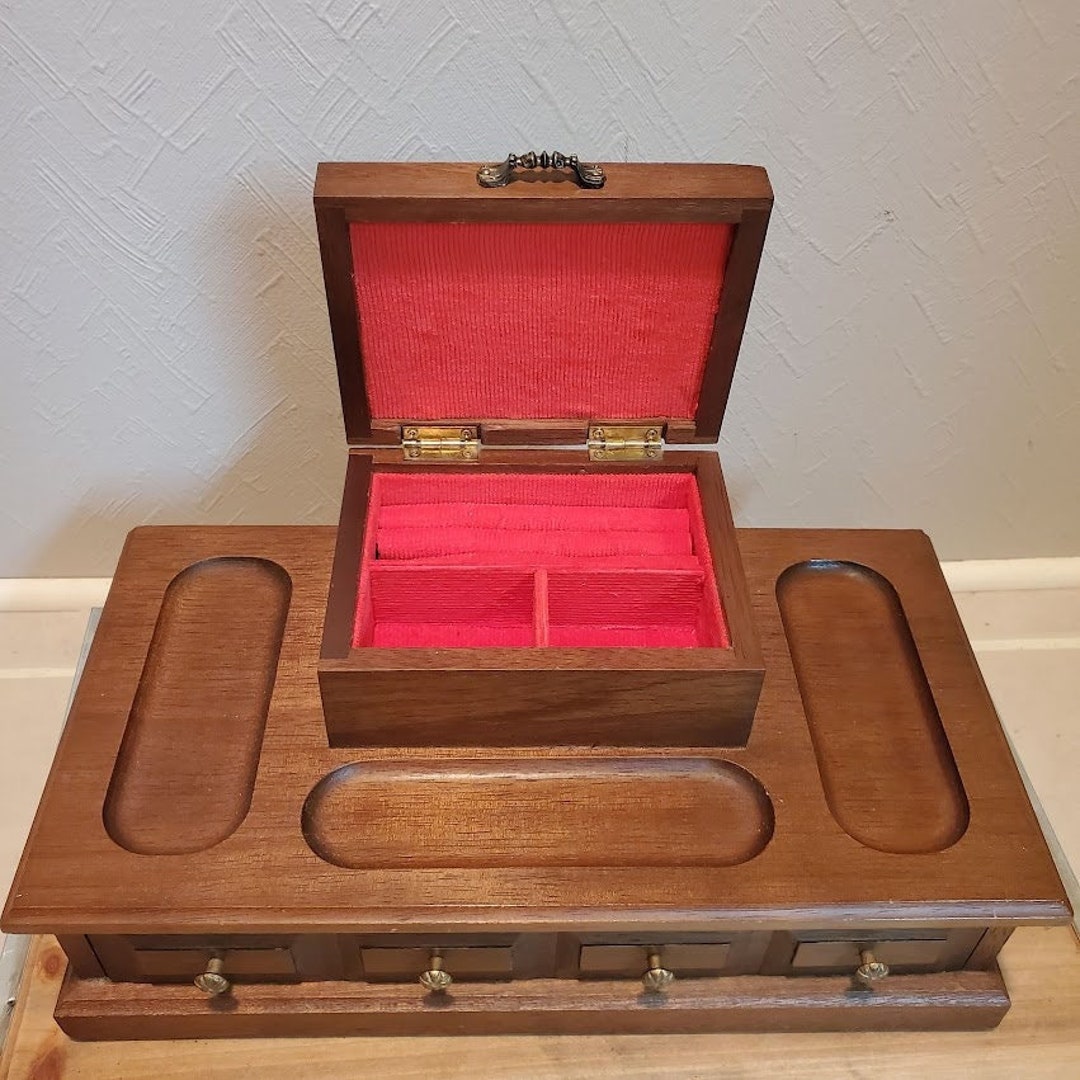 Vintage Men's Wood Valet Box Etsy