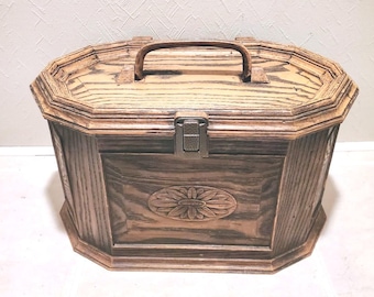 Vintage Large Lerner Faux Wood Sewing Box Sewing Basket
