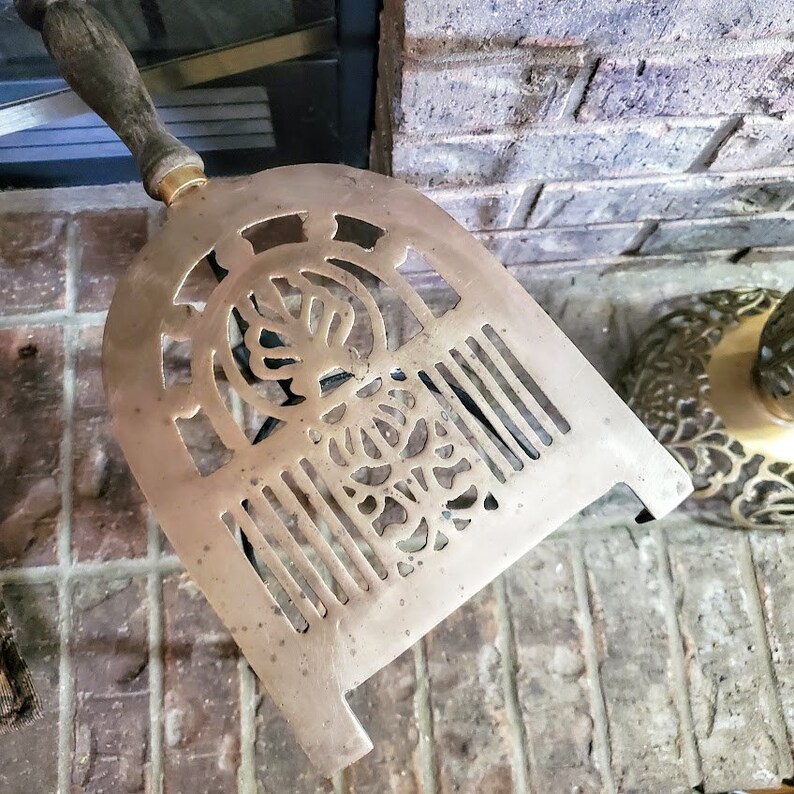 Vintage Brass / Wrought Iron Fireplace Trivet Brass Plant Etsy