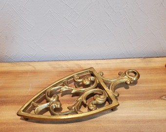 Vintage Brass Iron Shaped Trivet