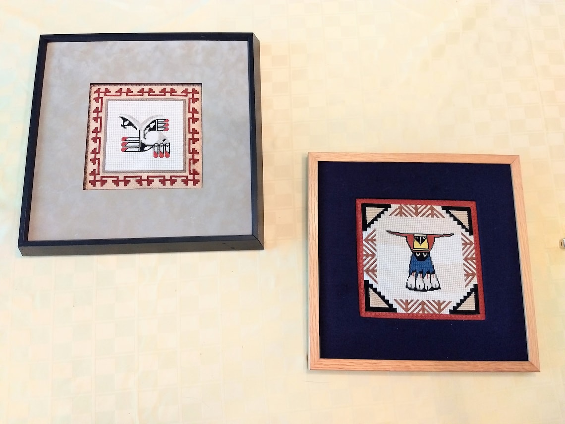 Native American Needlepoint Art Set of 2 Etsy