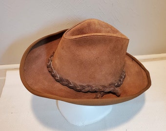 Vintage Hatters Suede Leather Cowboy Hat - Size M