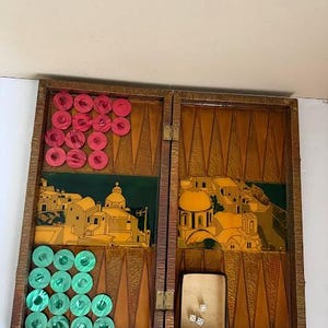 Vintage 70"s Greek Santorini Handcrafted Copper Backgammon Set