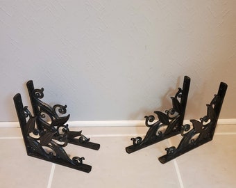 Vintage Black Cast Iron Metal Brackets Shelf Bracket Doorway Decor
