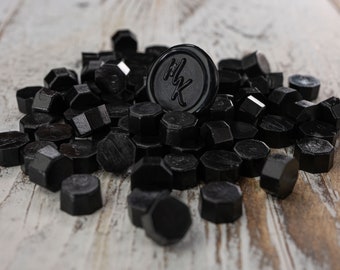 BLACK NINJA - Wax Sealing Beads! Sealing wax beads in matte night black. Vintage DIY wax seal beads for invitations, wedding. Gift for mom
