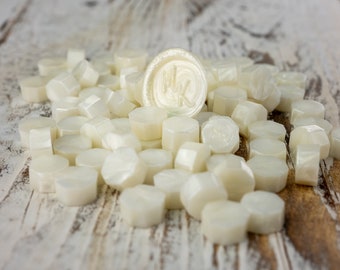 Pearl white Wax sealing beads for christmas mail and gifts for all, 1oz shimmery pearlescent white sealing wax beads, Original Vintage beads