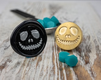 Jack O lantern smile 25mm bass coated sealing wax stamp head and handle set.  wax seal stamp for perfect for scary parties, Cards and gifts,