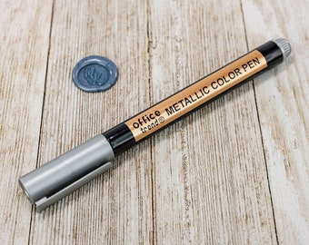 Silver wax metallic water based permeant markers! Water based permanent marker for wax, wood, DIY date night, and Wedding invitation