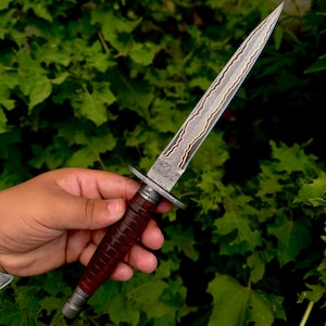 ARKANSAS Copper Damascus Dagger, Toothpick Dagger Damascus Steel Blade, anniversary gifts, Medieval dagger, boyfriend Gift, commando Dagger image 18