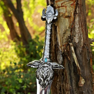 Royal Guard Sword World of Warcraft Replica Sword Medieval Fantasy Sword Handmade Display Sword Gift for Gamers Gift For Boyfriend, Gift USA Silver