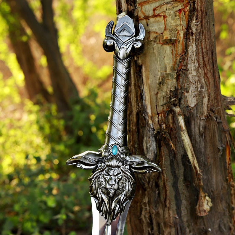 Royal Guard Sword World of Warcraft Replica Sword Medieval Fantasy Sword Handmade Display Sword Gift for Gamers Gift For Boyfriend, Gift USA Silver