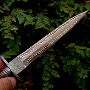 ARKANSAS Copper Damascus Dagger, Toothpick Dagger Damascus Steel Blade, anniversary gifts, Medieval dagger, boyfriend Gift, commando Dagger image 16