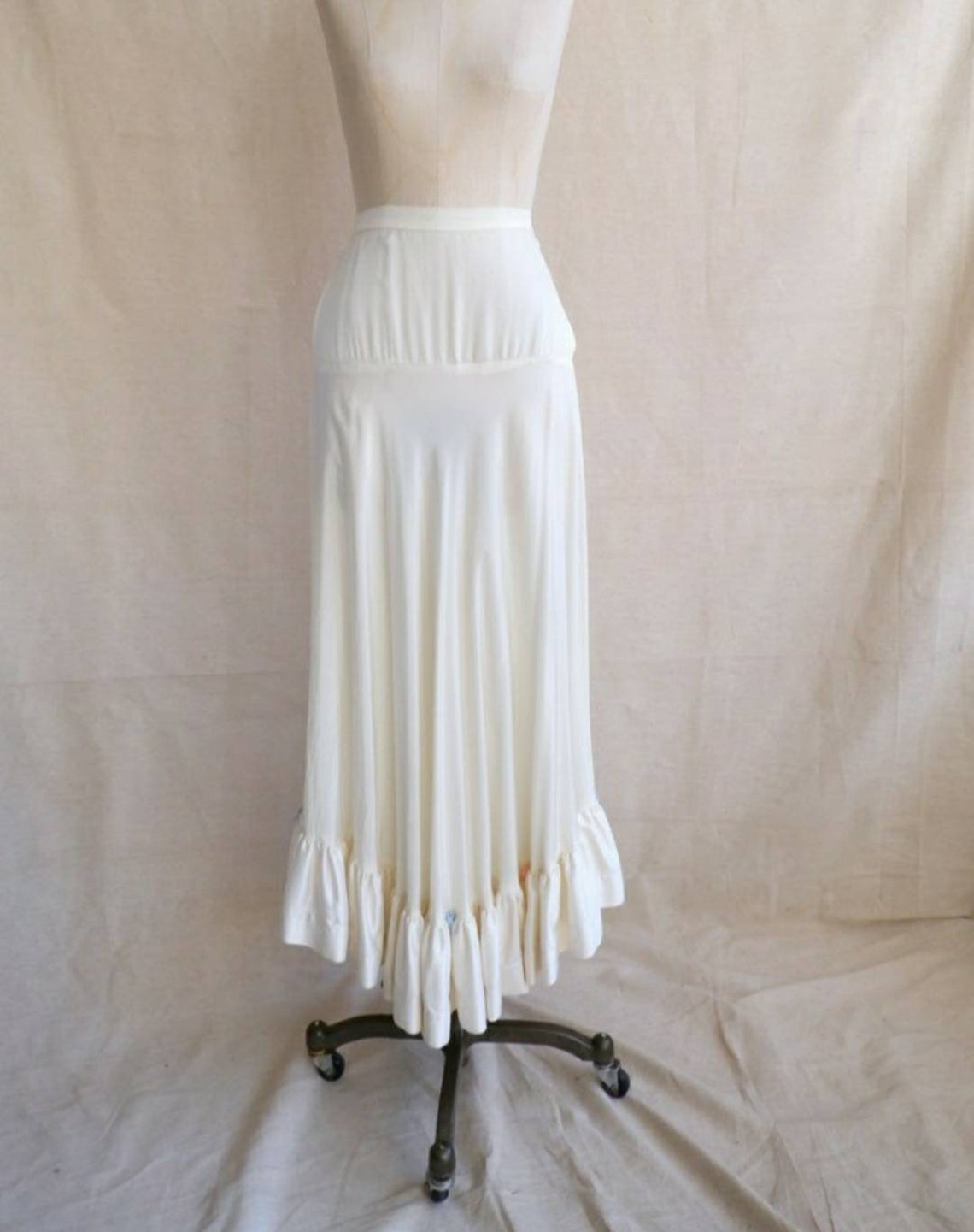 1940s White Silk Petticoat Maxi Skirt with Ruffle Hem and | Etsy