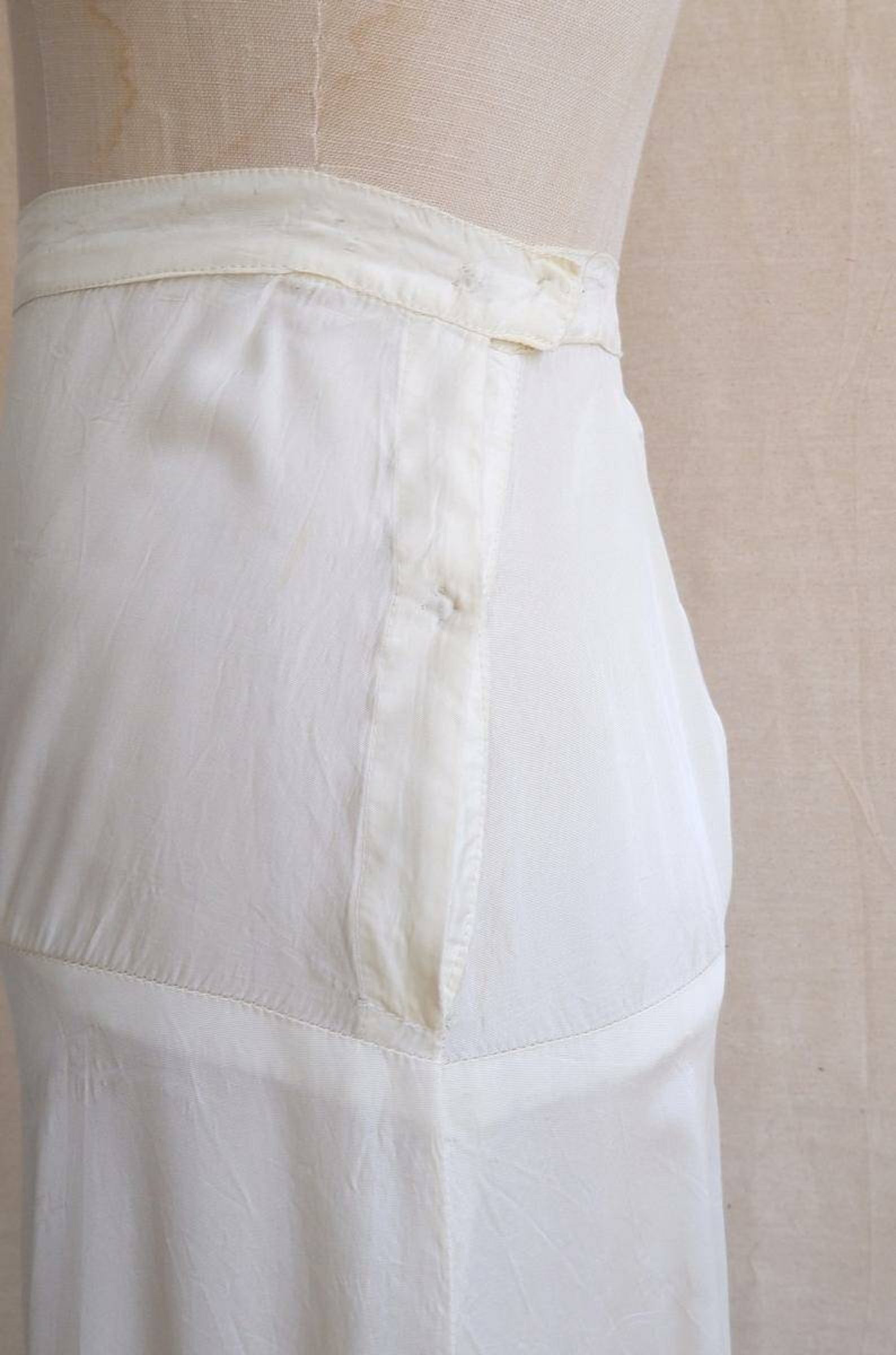1940s White Silk Petticoat Maxi Skirt with Ruffle Hem and | Etsy