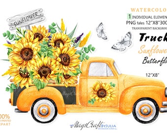 Download Truck Sunflowers Svg Etsy