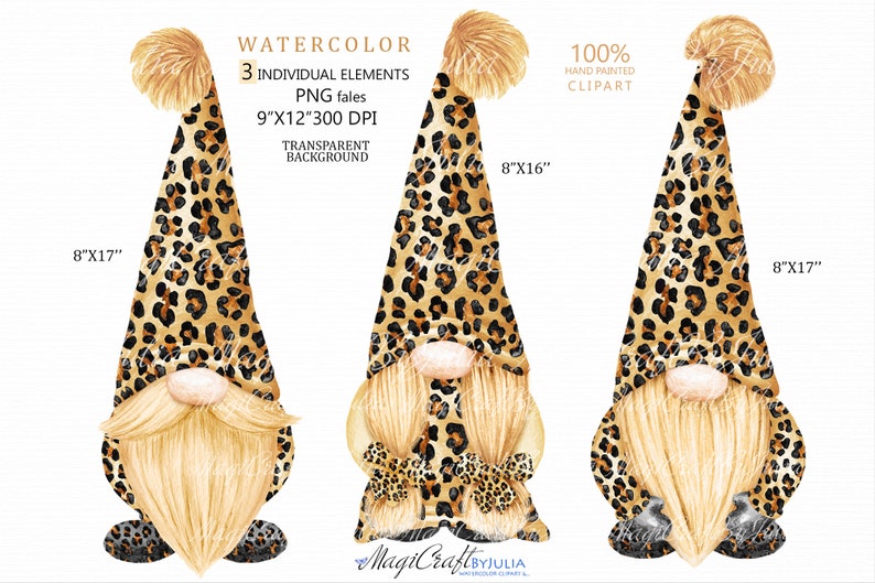Three Gnomes Leopards Print PNG clipart Sublimation. Summer | Etsy